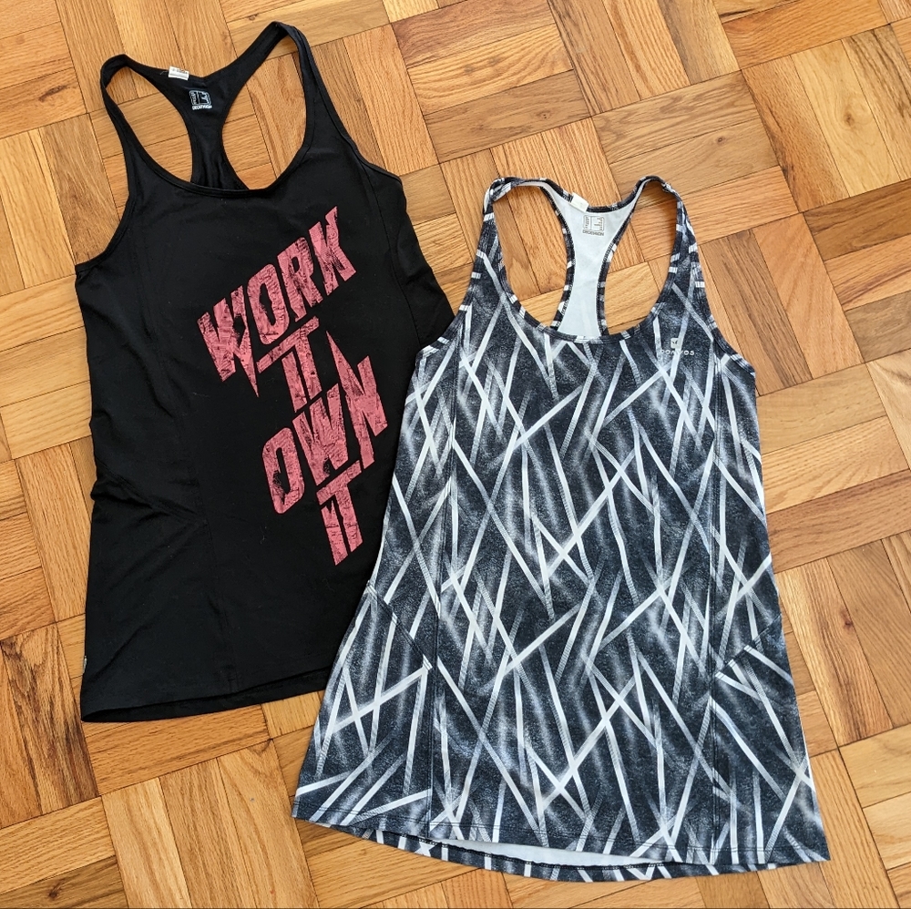 Two Decathlon tanks top fits like XS/S